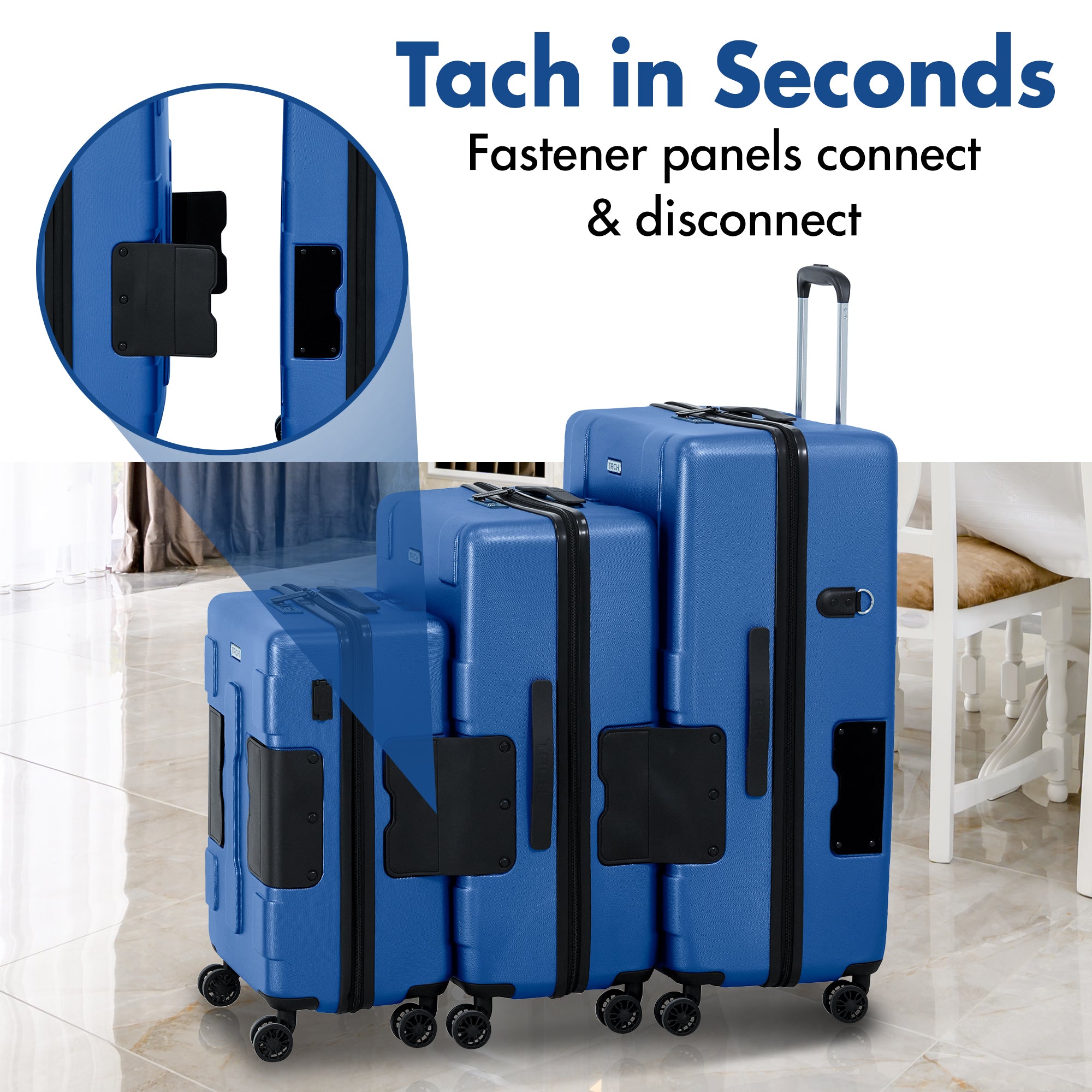 TACH V3.1 Connectable Luggage Bag, Set of 3 (Carry-on+Medium+Large), Hard shell