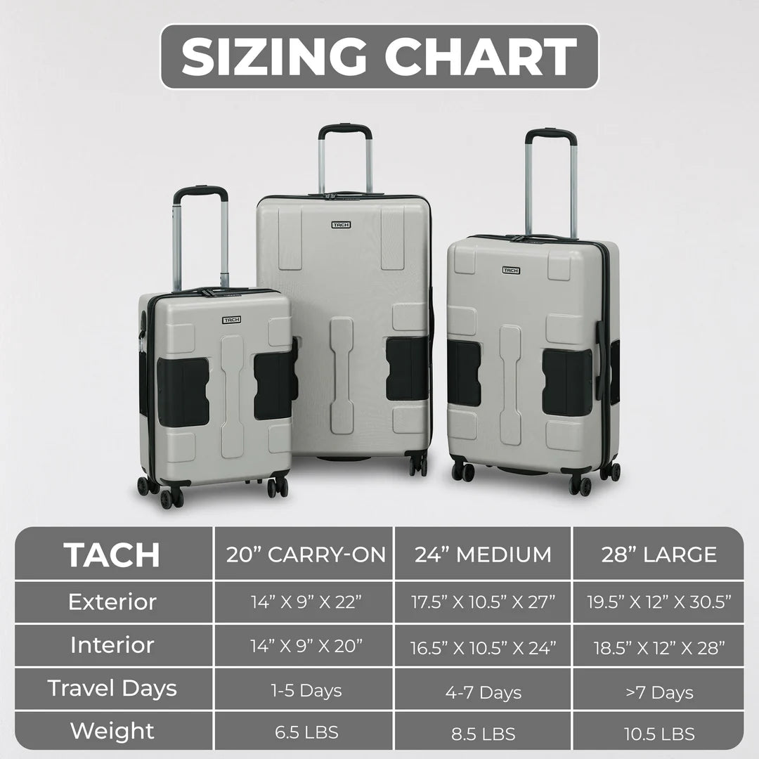 TACH V3.1 Connectable Luggage Bag, Set of 3 (Carry-on+Medium+Large), Hard shell